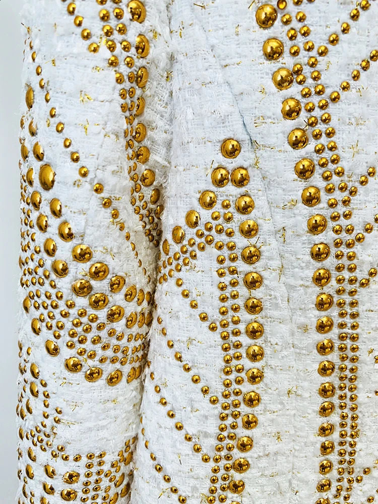 High Streets Latest FW ner Fashionable Womens Amazing Metal Rivet Bead Coarse Floral Jacket 240819