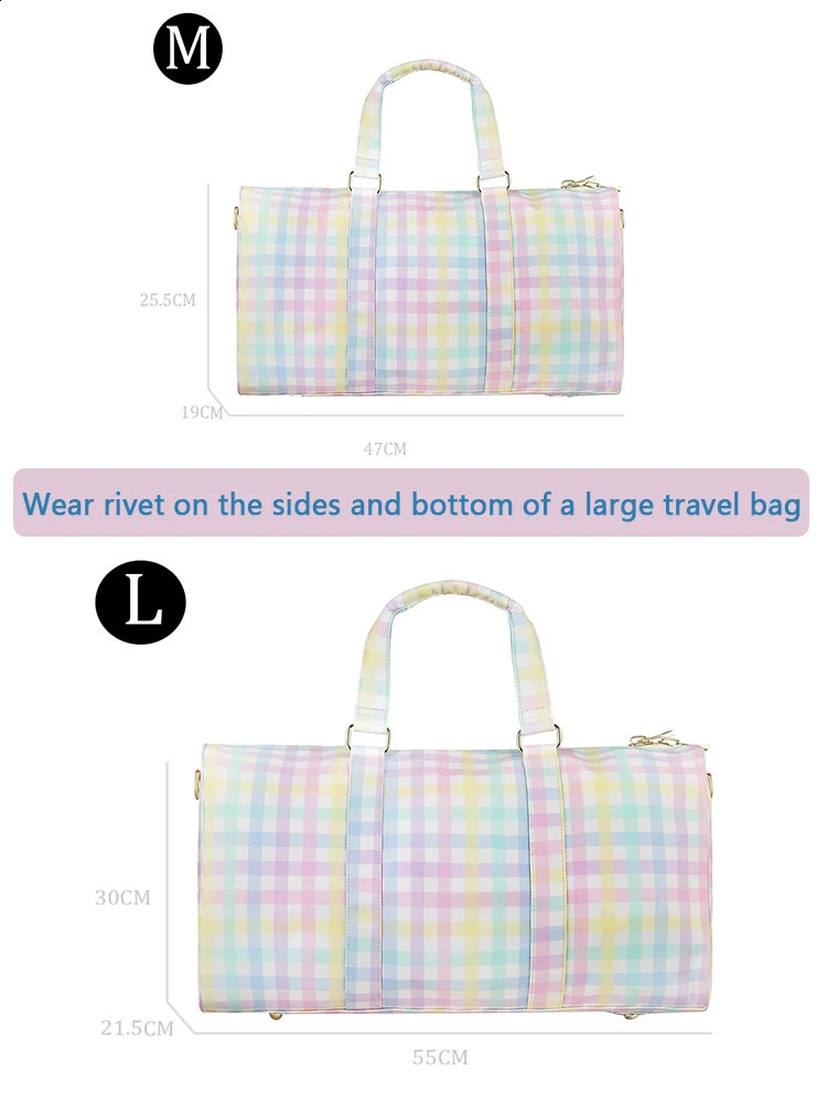 Nylon Waterproof Duffle Bags Travel Handbag Rainbow Gingham Travel Bags Custom Woman Large Fitness Yoga HandbagBags 240819