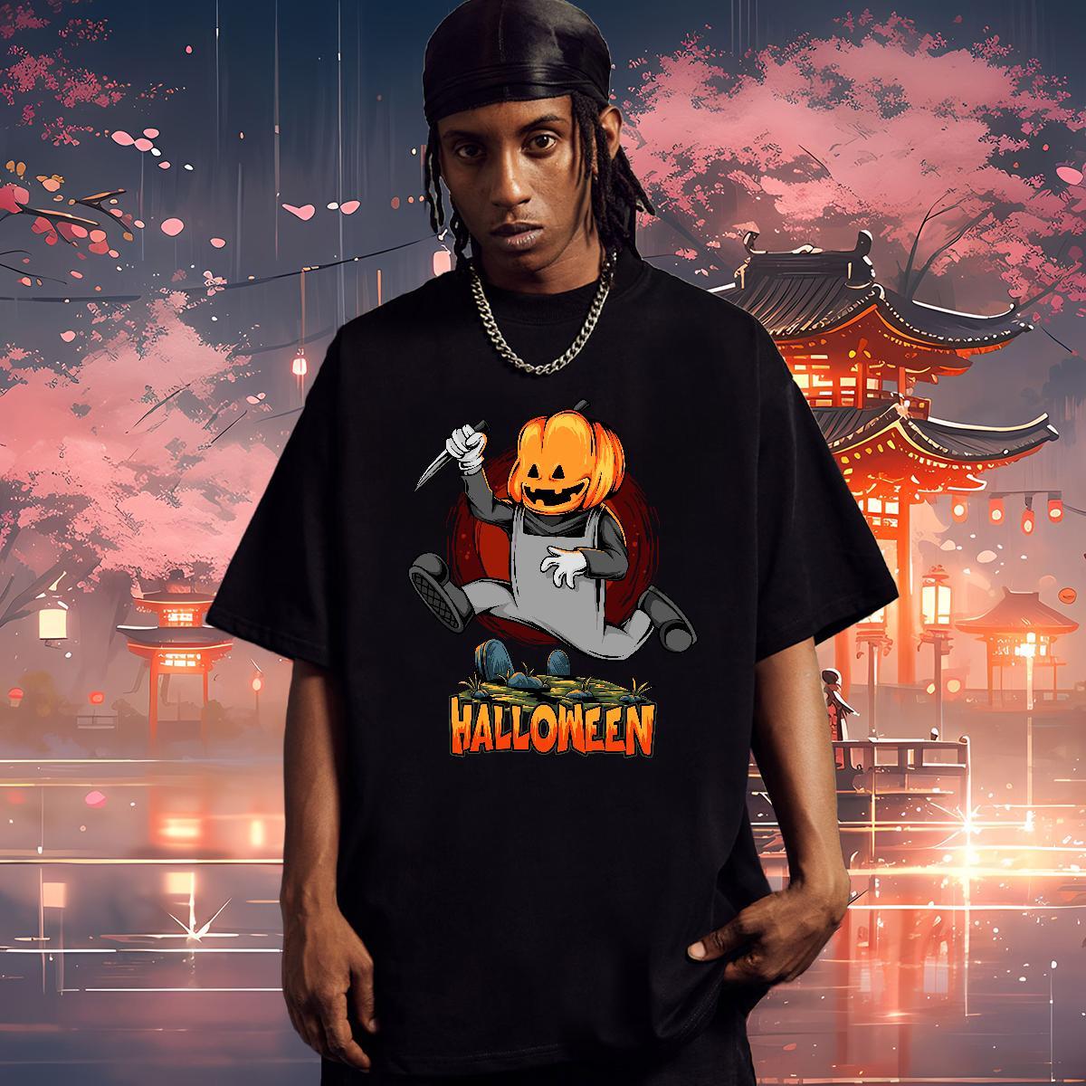 Brand T shirt halloween Breathable Short Sleeve Casual Daily Wear Custom Big Size 100% Cotton 230g Men Tops Tees Classic Casual Tees Shirts