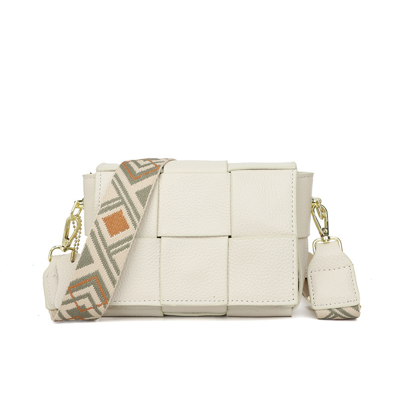 Woven genuine leather mini square new trendy layer cowhide crossbody bag, fashionable shoulder bag for women