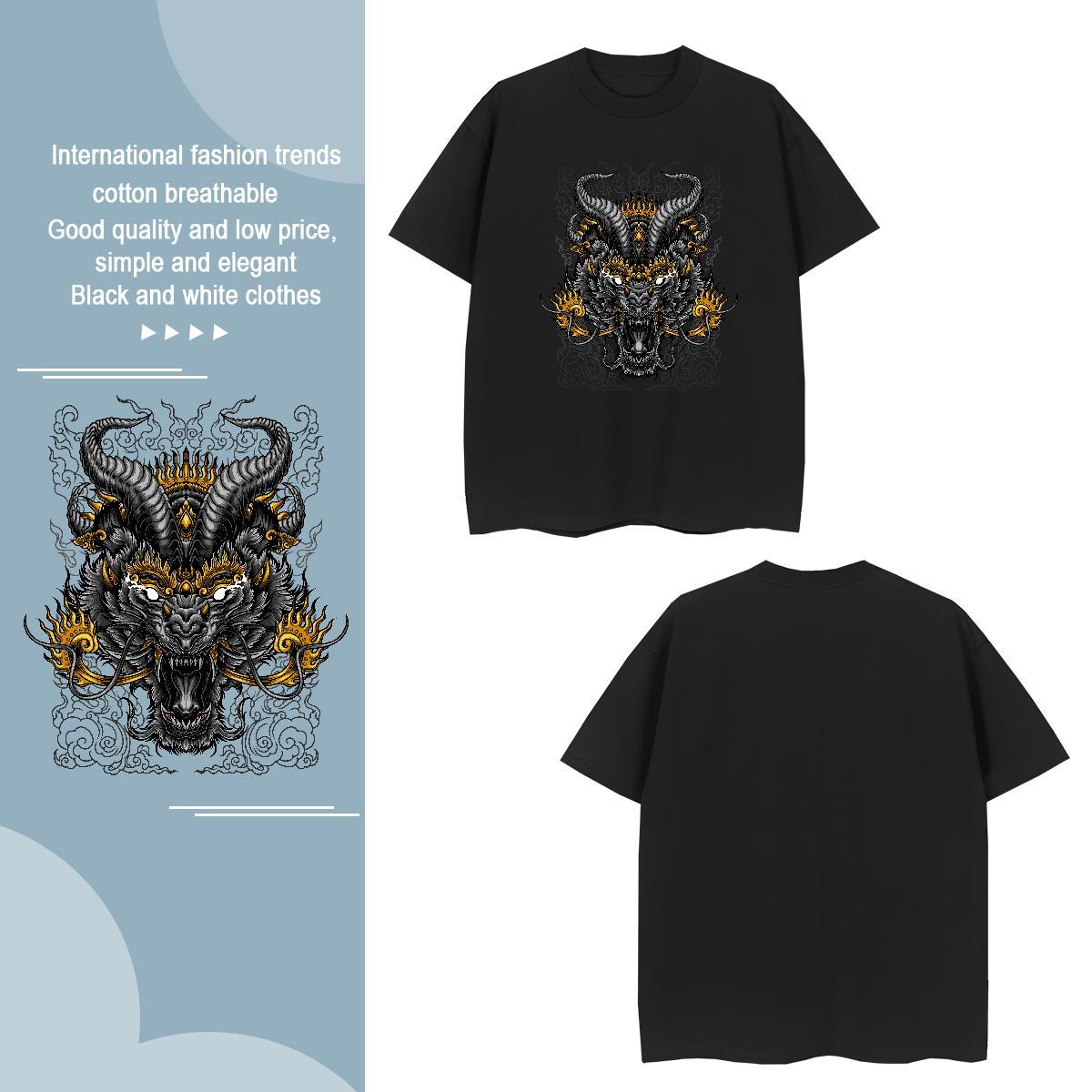T shirt 100% Cotton 230g ferocity Beach Breathable Crew Neck Cartoon Print Couples T Shirts Customized Cool Design Polos