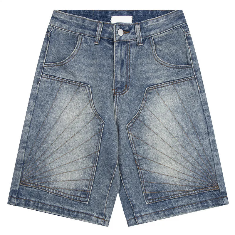 Embroidered denim shorts and hiphop that are uncomfortable to wash 240819