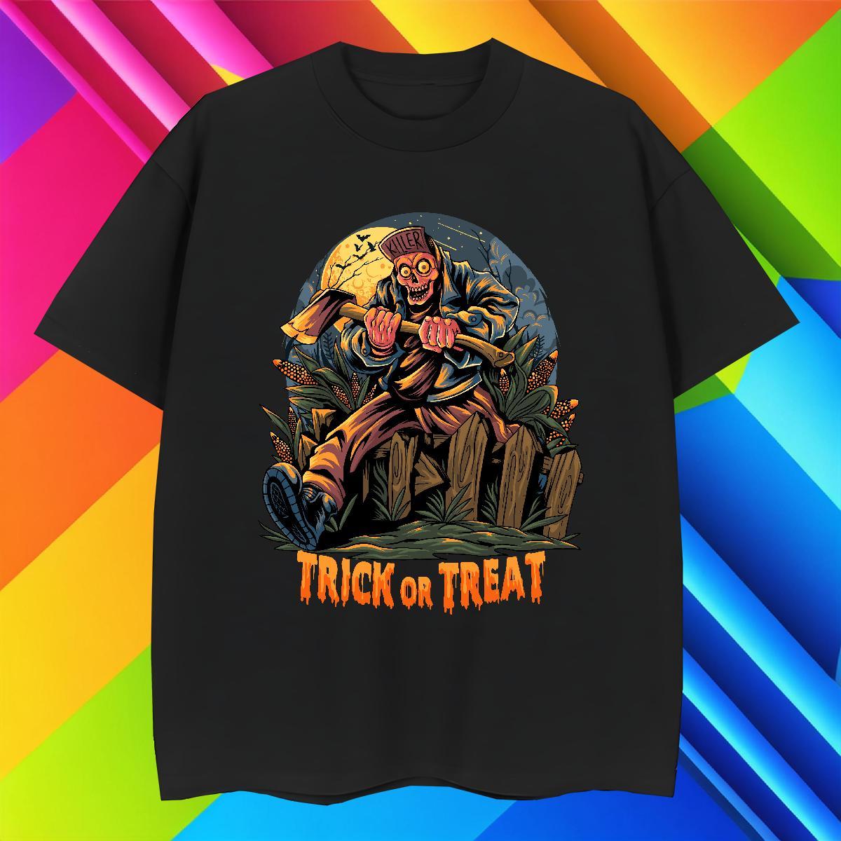 Unisex T Shirts Men halloween O Neck Short Sleeves Anime Printing Street Customized 230g Pure Cotton Tshirts 2024 DIY Top Tees