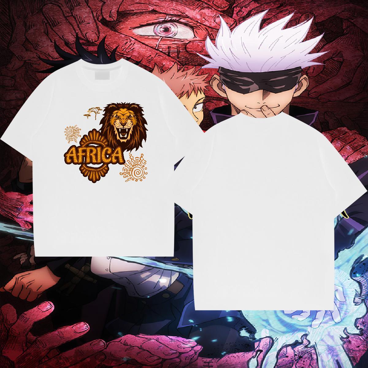 Wholesale T Shirts Men Africa lion Crew Neck Daily Outfit DIY Anime 230g Pure Cotton Men Clothes T-Shirt Fashion Design Tees Shirts