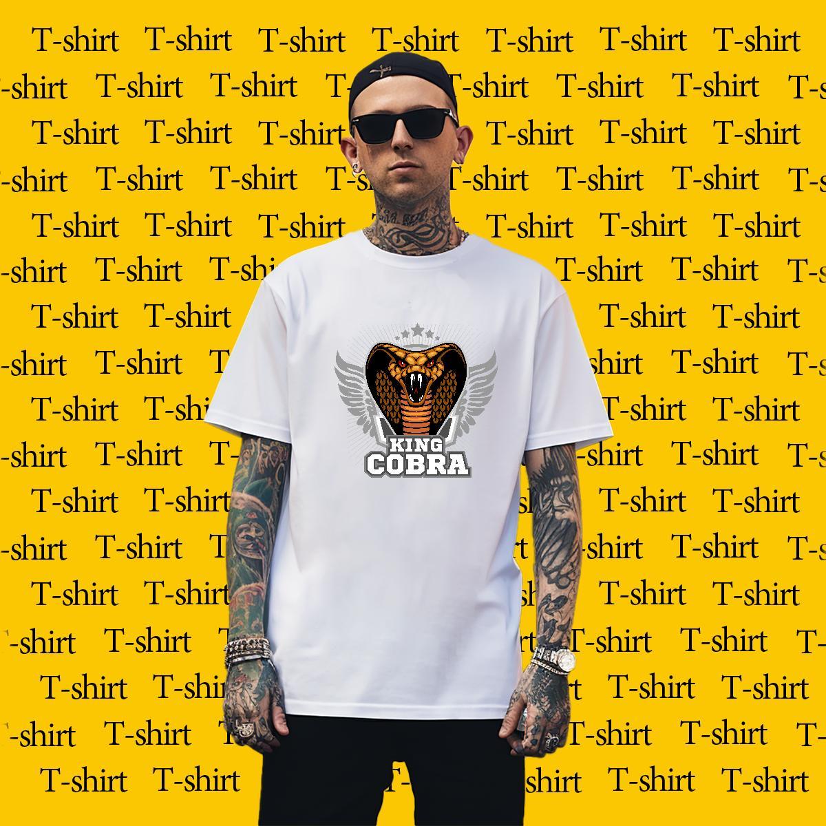 Loose Fit Man T Shirts cobra Breathable Crew Neck Hip Hop Cartoon Print 230g Cotton Men Clothes T-Shirt Fashion New Clothings
