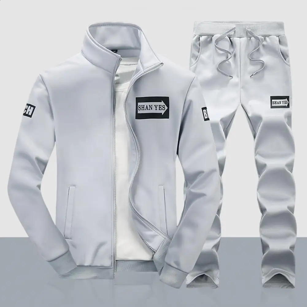 Autumn Men Set Quality Fleece Sweatshirt Pants Sporting Sweat Suits Mens Survetement Sportswear Male Tracksuit 240819