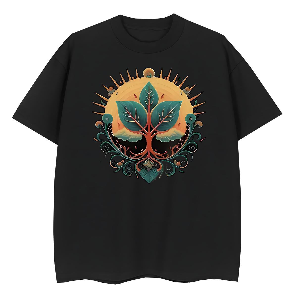 2024 Tshirt for Man Woman tree Outdoor 230g 100% Cotton Tees Round Neck Short Sleeve Soft T Shirt For Man Anime Print