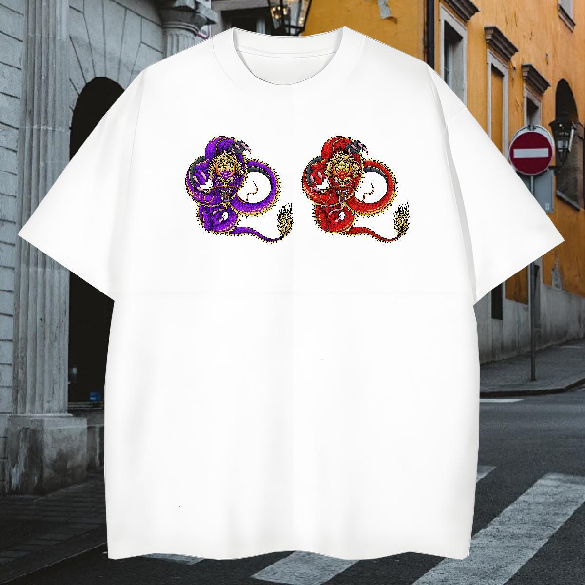 Man T Shirts 230g Cotton fierce Beach O-Neck Short Sleeve DIY Printed Mens Tshirts New Unisex Tops Tees