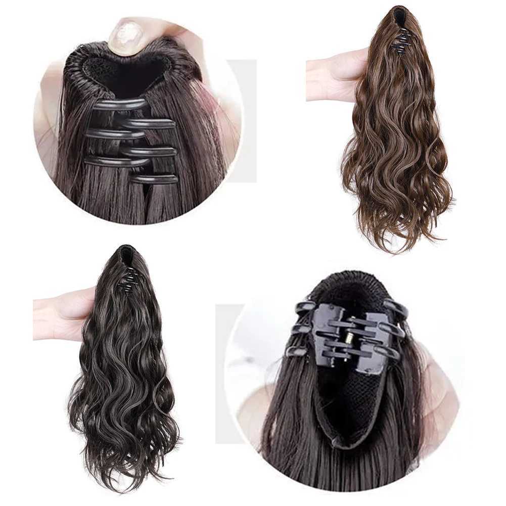 Cloud Perm short ponytail wig suitable for women with fluffy grip clips low ponytail natural simulation long hair gentle weaving W240817