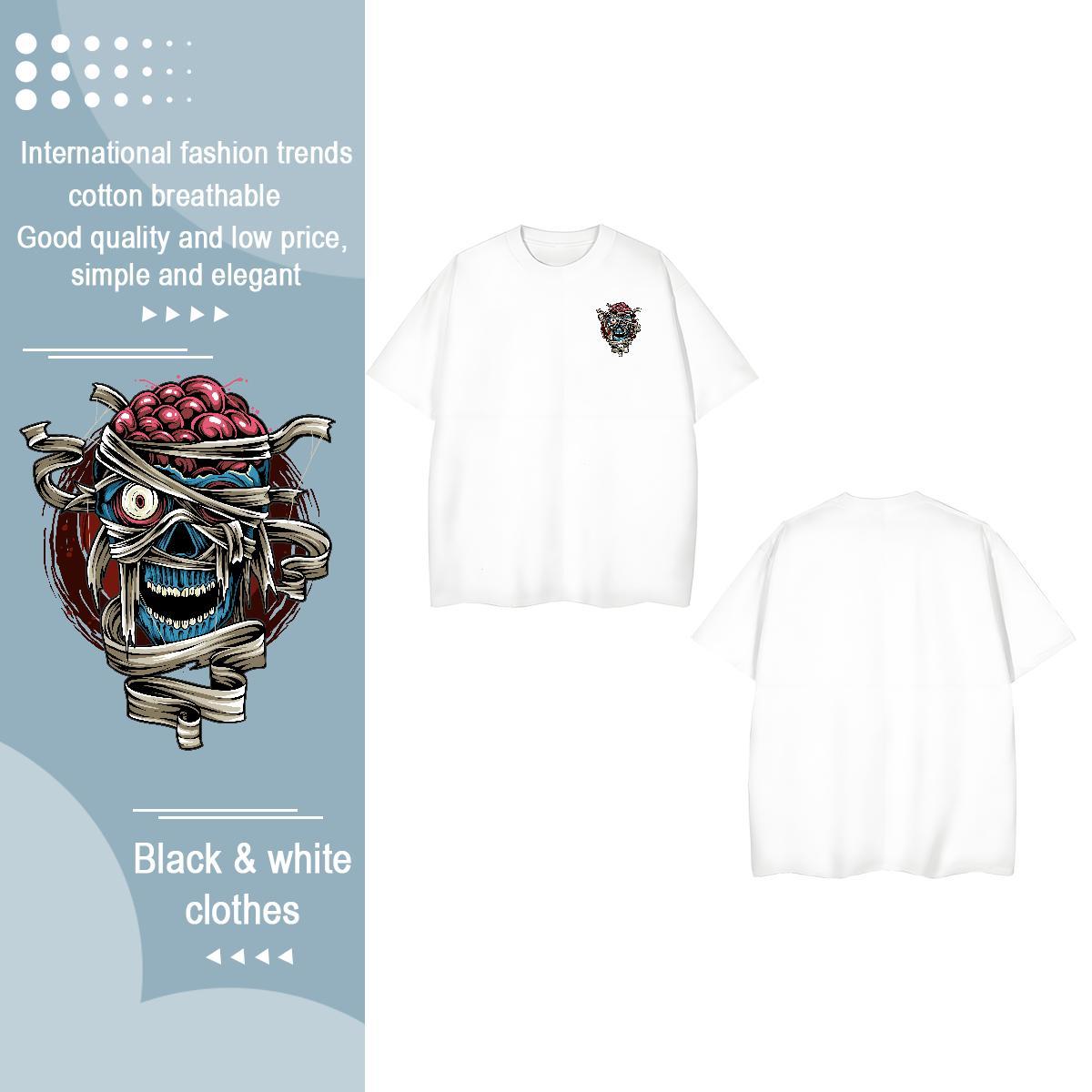 Factory Direct Mens Tshirts Halloween Street 230g Cotton Top Tees Breathable Loose Fit T Shirts Men Oversized 4XL