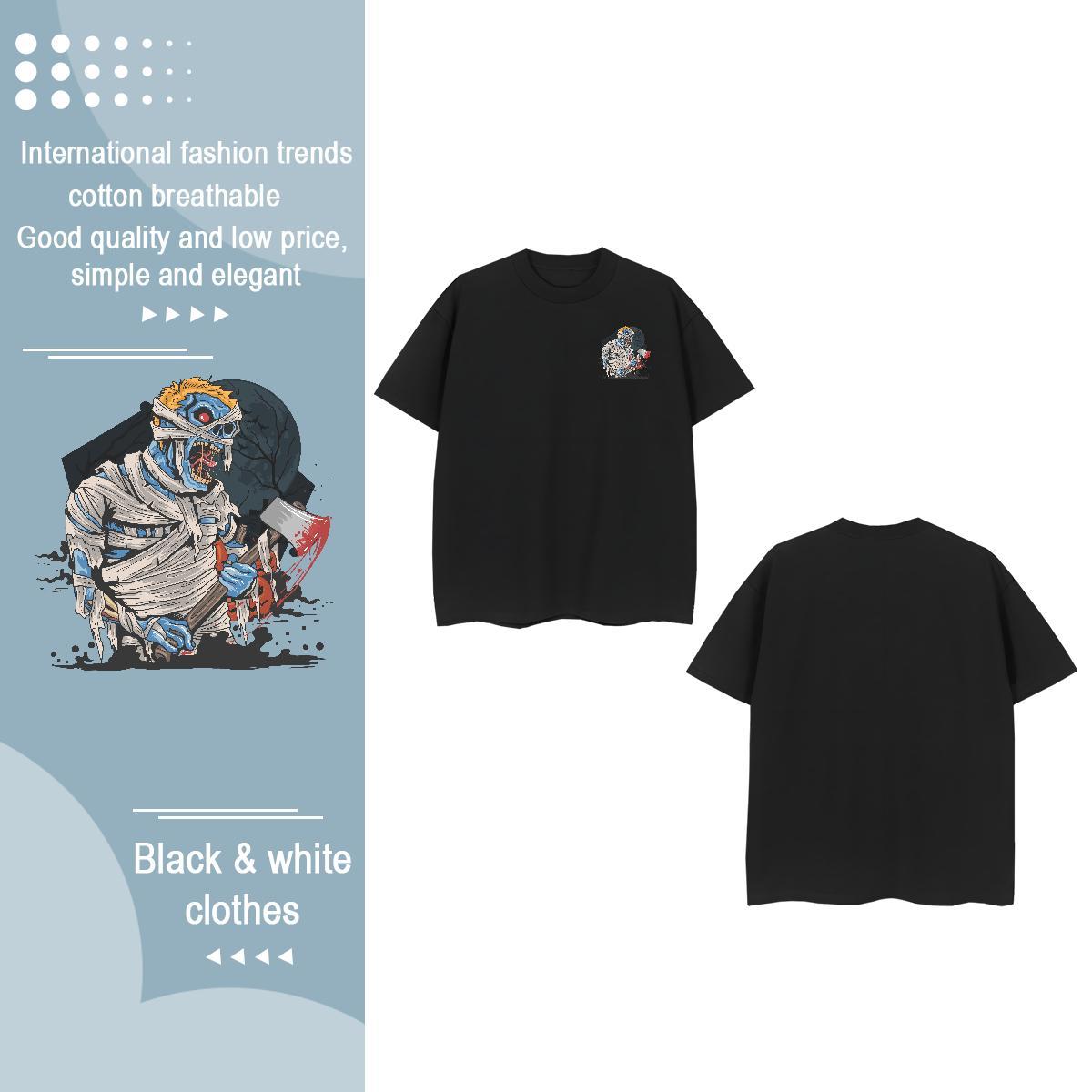Designer Men Clothes T-Shirt monster High Street Hip Hop 230g Cotton Tee Shirt Round Neck Short Sleeve Cool Men T Shirts Custom Print Plus Size