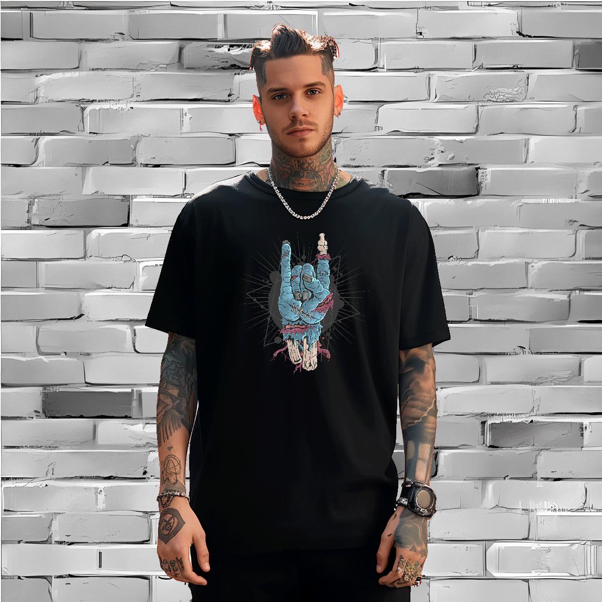 Loose Fit T shirt hand Short Sleeve O-Neck Casual Beach White Plus Size 230g Cotton Mens Tshirts Customized Tees Shirts
