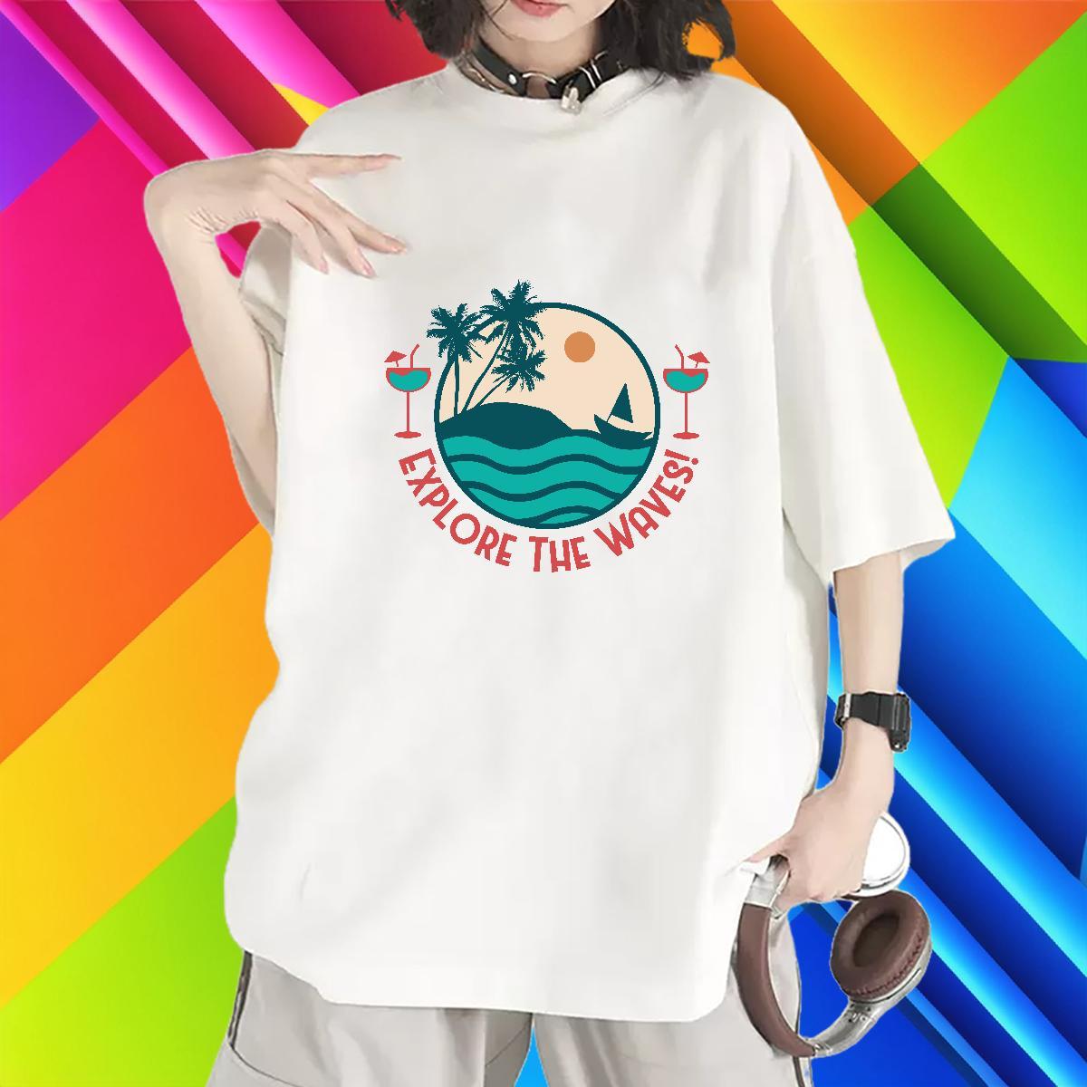 Classic Lady T shirt Street Breathable Short Sleeve Polos Wholesale 100% Cotton 230g sea Anime T Shirt For Woman