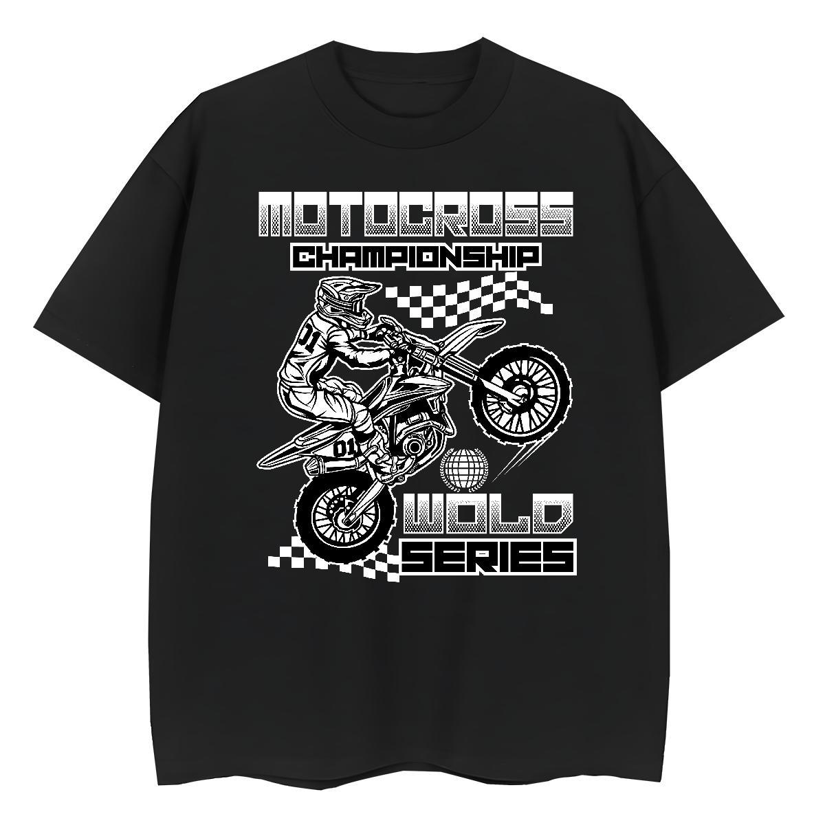Loose motorbike 230g Cotton Tshirt for Man Woman Casual Breathable Soft Mens T Shirts 2024 DIY Asian Size Tops Shirt
