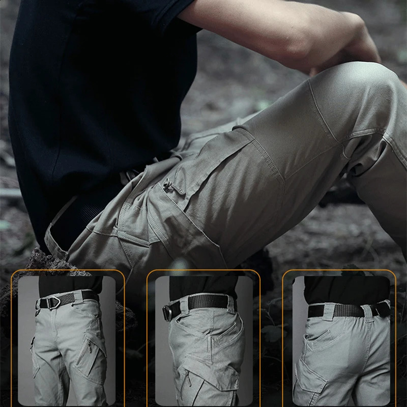City Tactical Pants Men Cargo Trousers Multi-pocket Waterproof Pant Casual Outdoor Training Overalls Clothing Hiking 240820