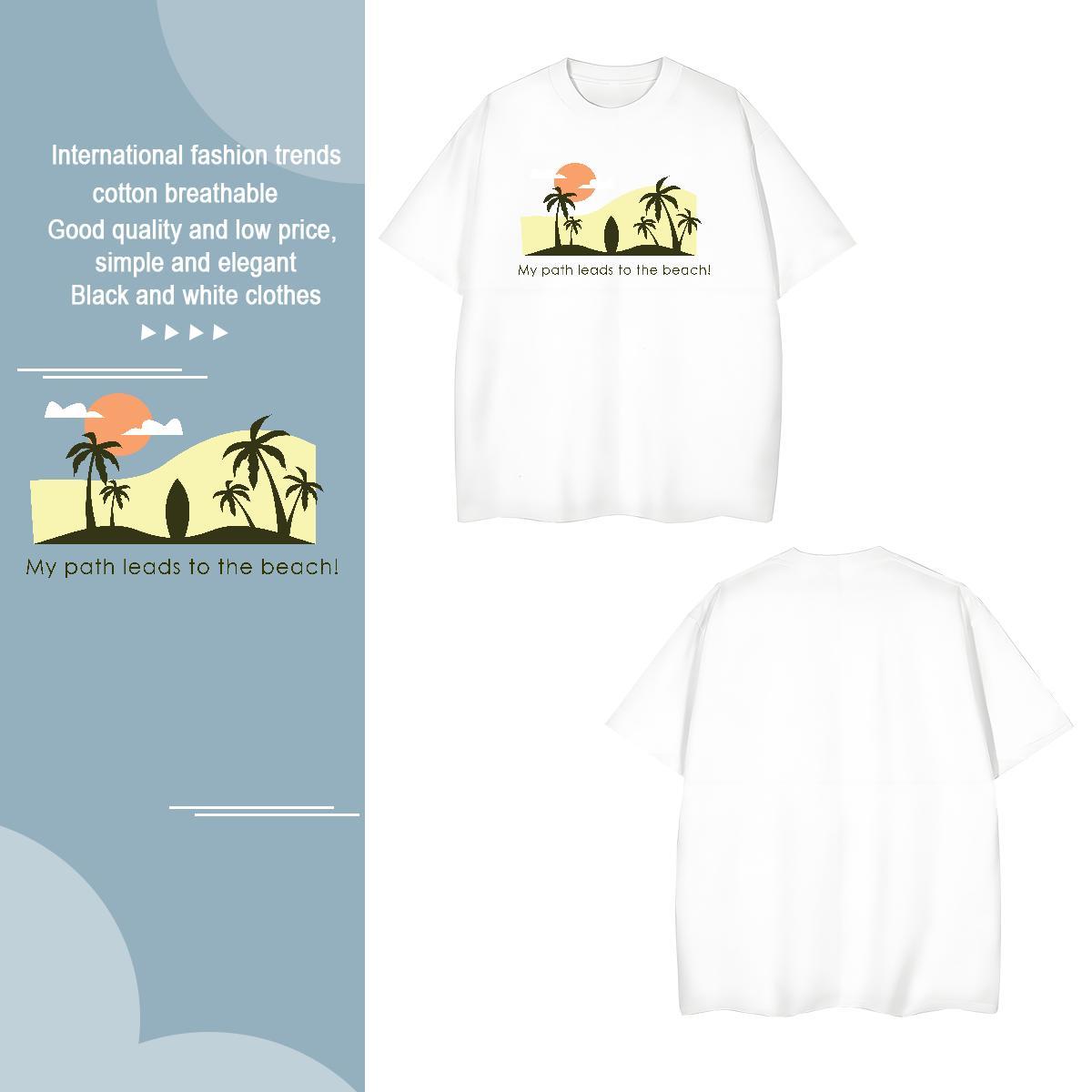 Cool Design wave 230g Cotton Men Tees High Street Hip Hop Breathable Short Sleeve T Shirt For Man Classic DIY Logo Oversized Clothes