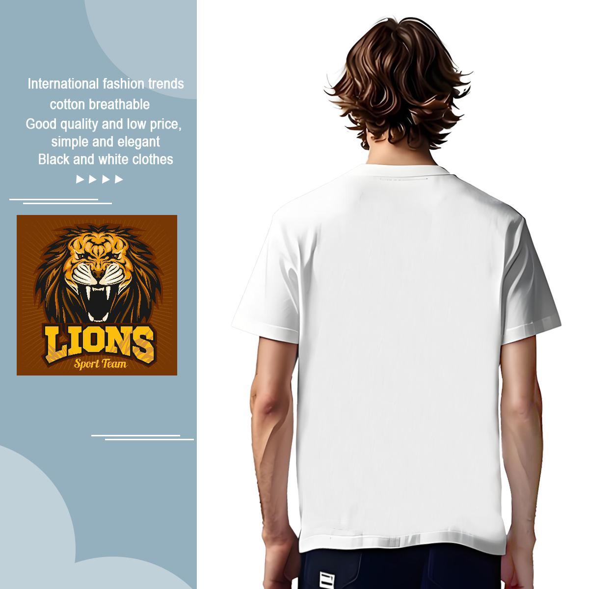 Loose Fit lion T Shirts Men Hip Hop Street Men Tees 230g Cotton Free Shipping Round Neck Short Sleeve Anime Print Tshirts