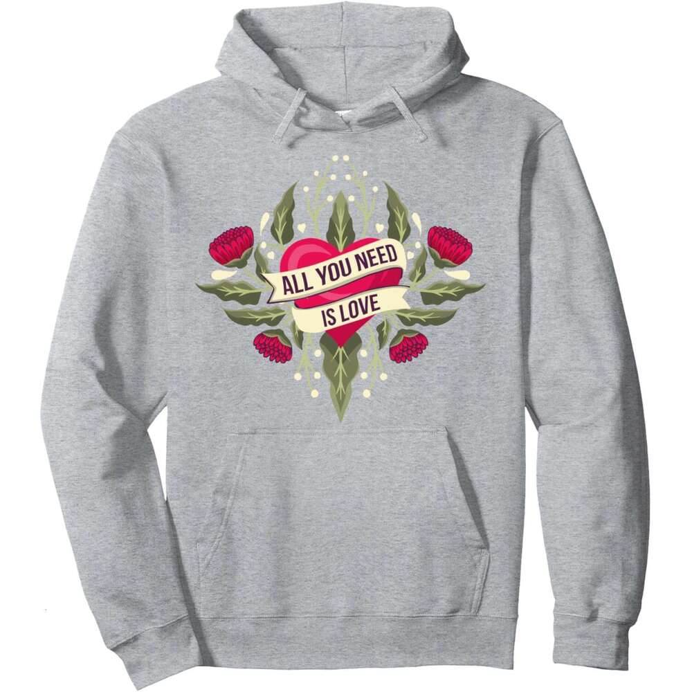 Hoodie for Mens Womens All You Need Is Love Cool Floral Heart Love Graphic Design Pullover Hoodie Hoodies sweatshirt pullover jacket Long sleeve