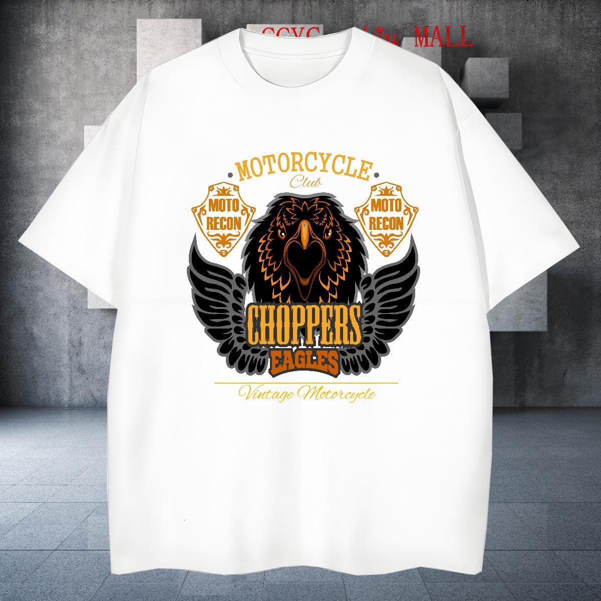 Cool T-Shirts for Men eagle Breathable Short Sleeve Casual Beach Cartoon Print 230g Pure Cotton Tshirt for Man Woman New Top Tees