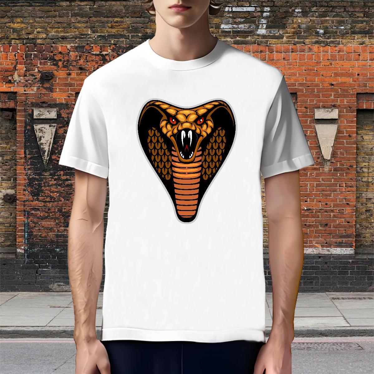 Unisex Men T Shirts cobra Crew Neck Breathable Spring Summer Cartoon Printing L-4XL 100% Cotton 230g Couples T Shirts Fashion Clothings