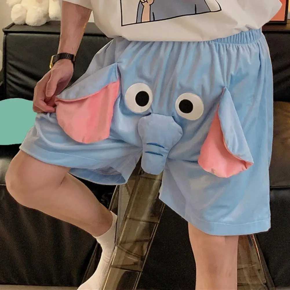 Design shorts 3D cartoon elephant decoration couple pajamas shorts Soft and breathable unisex summer pajamas shortsW240719