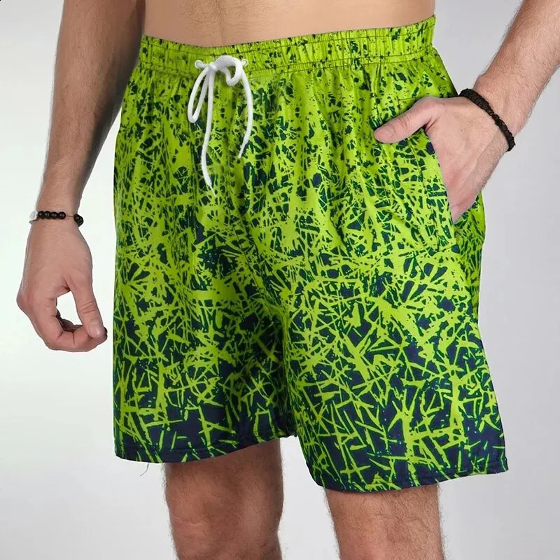 Summer Mens Gradient Speed Dry Breathable Loose Digital Printed Beach Pants Sports Drift Surfing Casual Shorts 240819