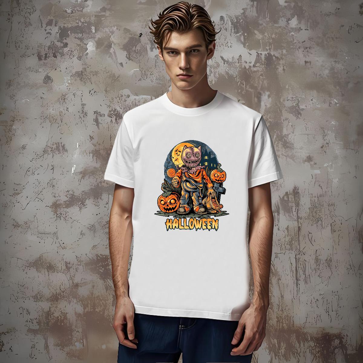 Popular T shirt pumpkin Short Sleeve O-Neck Sports Casual Customized Print 230g 100% Cotton Men Tops Tees New Designer Clothes