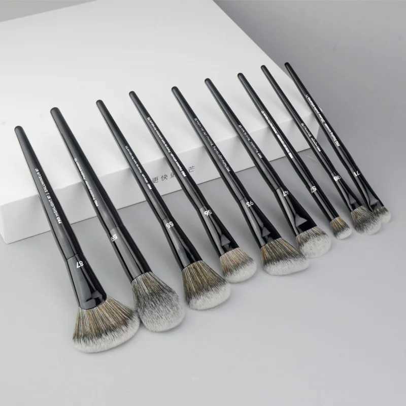 16pcs/set Makeup brush-Black cosmetic brushes series-high quality fiber beauty Angled Foundation Eyeshadow Powder Make Up Brush M240820