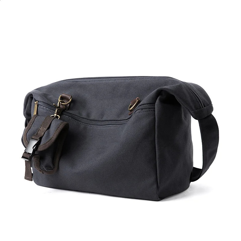 Canvas Messenger Bag for Men 14 inch Laptop Shoulder Bag with Zipper Retro Hobo Bag for Male Female 240819