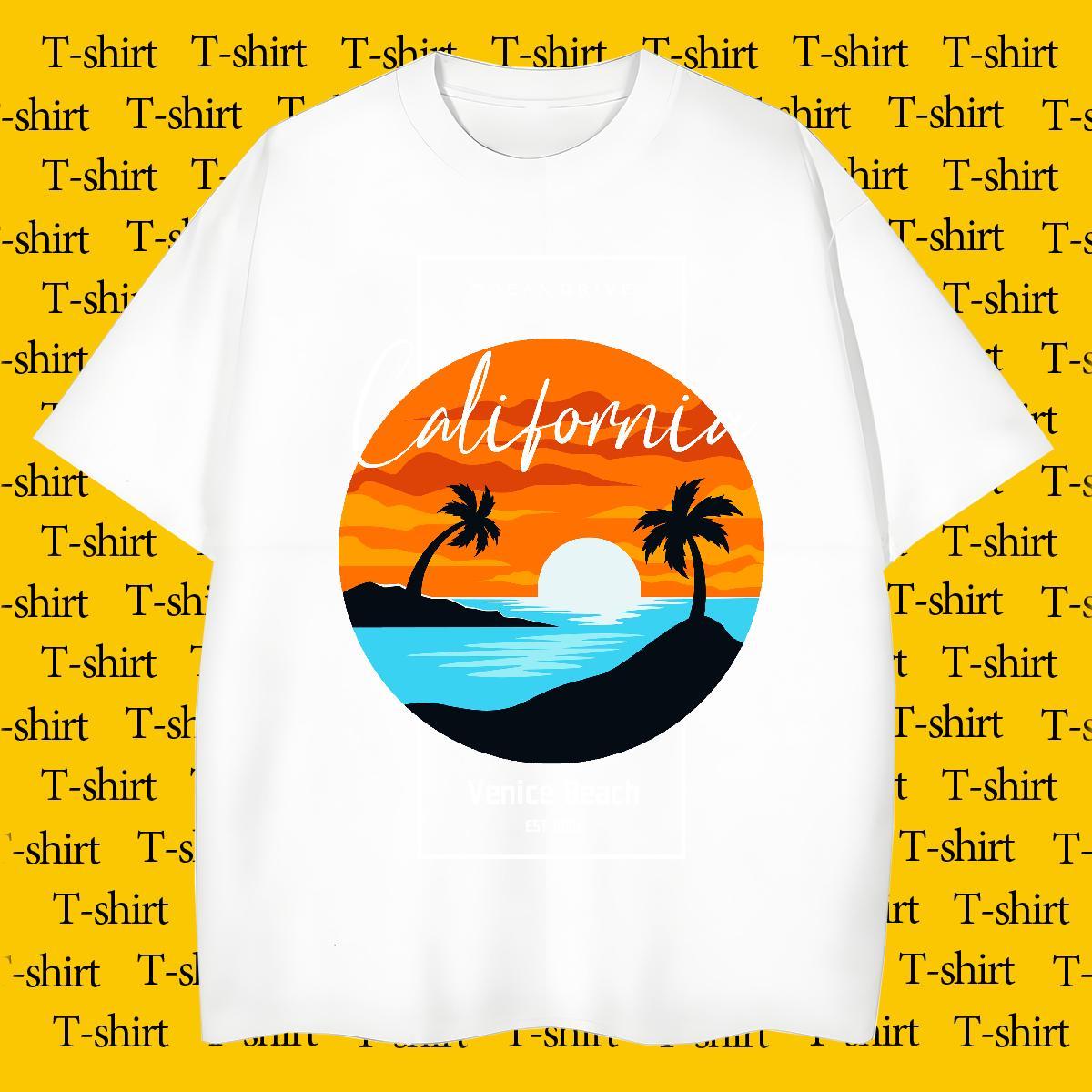 Designer Fashion Couples T Shirts sea Casual Daily Wear 230g Pure Cotton Top Tees Breathable Unisex T Shirts Men Anime