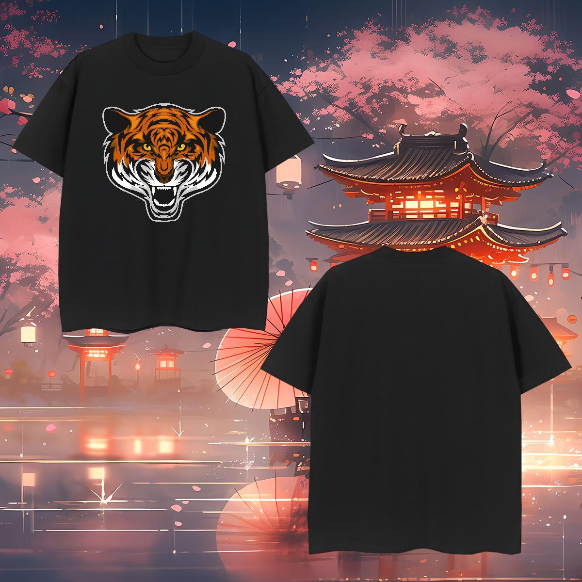 2024 Summer Tshirt for Man Woman tiger Street 230g Pure Cotton Tee Shirt Round Neck Short Sleeve Classic T Shirts Men Plus Size Custom