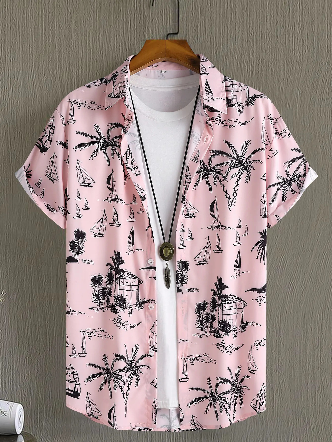 Men Street Fashion Summer Daily Shirt Hawaiian Cartoon Print Casual Loose Shirts Short Sleeve Beach Loose Tops 240820