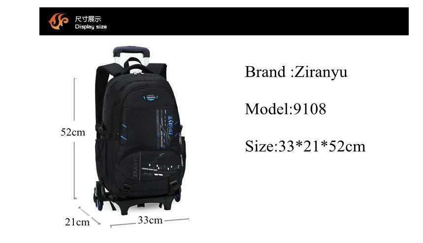 ZIRANYU kids School Rolling backpack Trolley bag for teenagers Student school bag on wheels boy Wheeled backpack bag for school Y240820