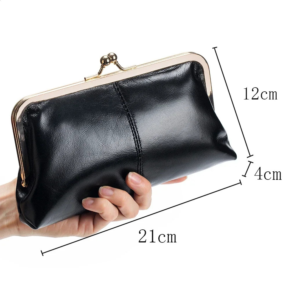 Genuine Leather Long Clutch Wallet Clip Bags Vintage Coin Purse Card Holder Key Lipstick Storage Phone Pouch Case for Women 240820