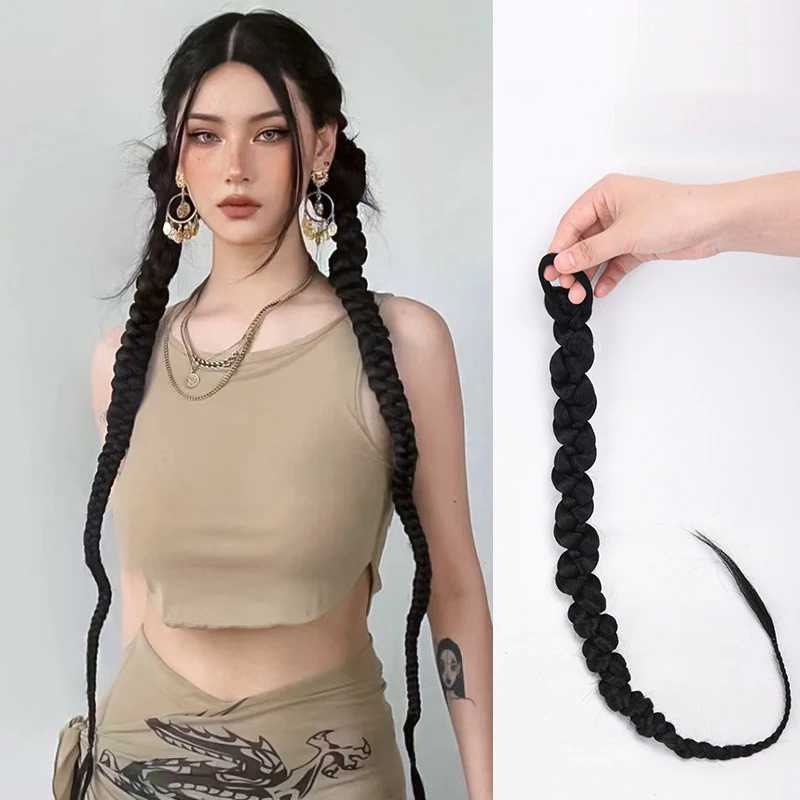 Wigsin synthetic wig womens long ponytail boxing twisted long braid sweet cool girl hot girl hair W240817