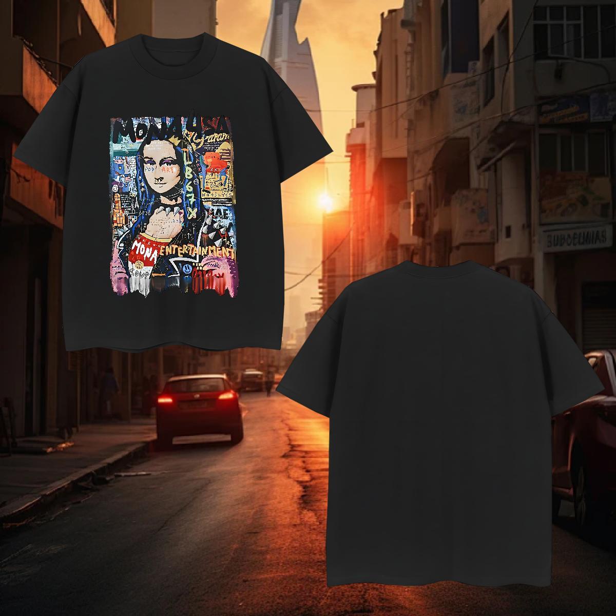 T shirt 230g Pure Cotton Mona Lisa Casual Beach Crew Neck Breathable White Plus Size Tshirt for Man Woman Designer Wholesale Top Tees