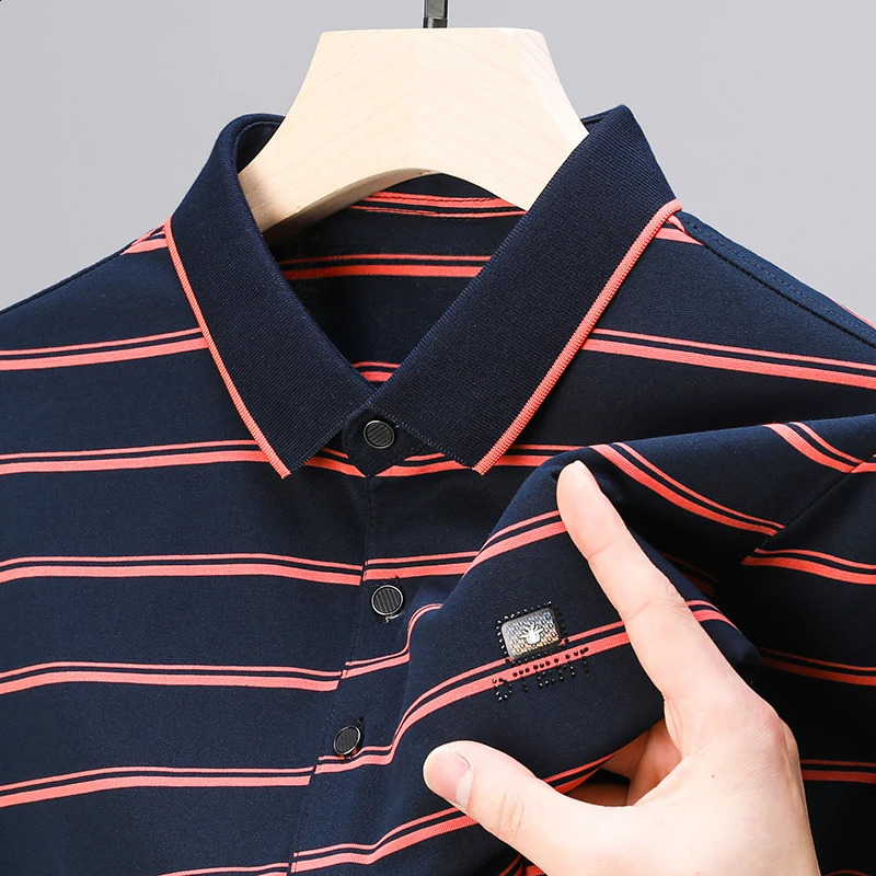 High quality soft cotton short sleeve mens POLO shirt summer trend n diamond print Korean top breathable casual T-shirt 240820