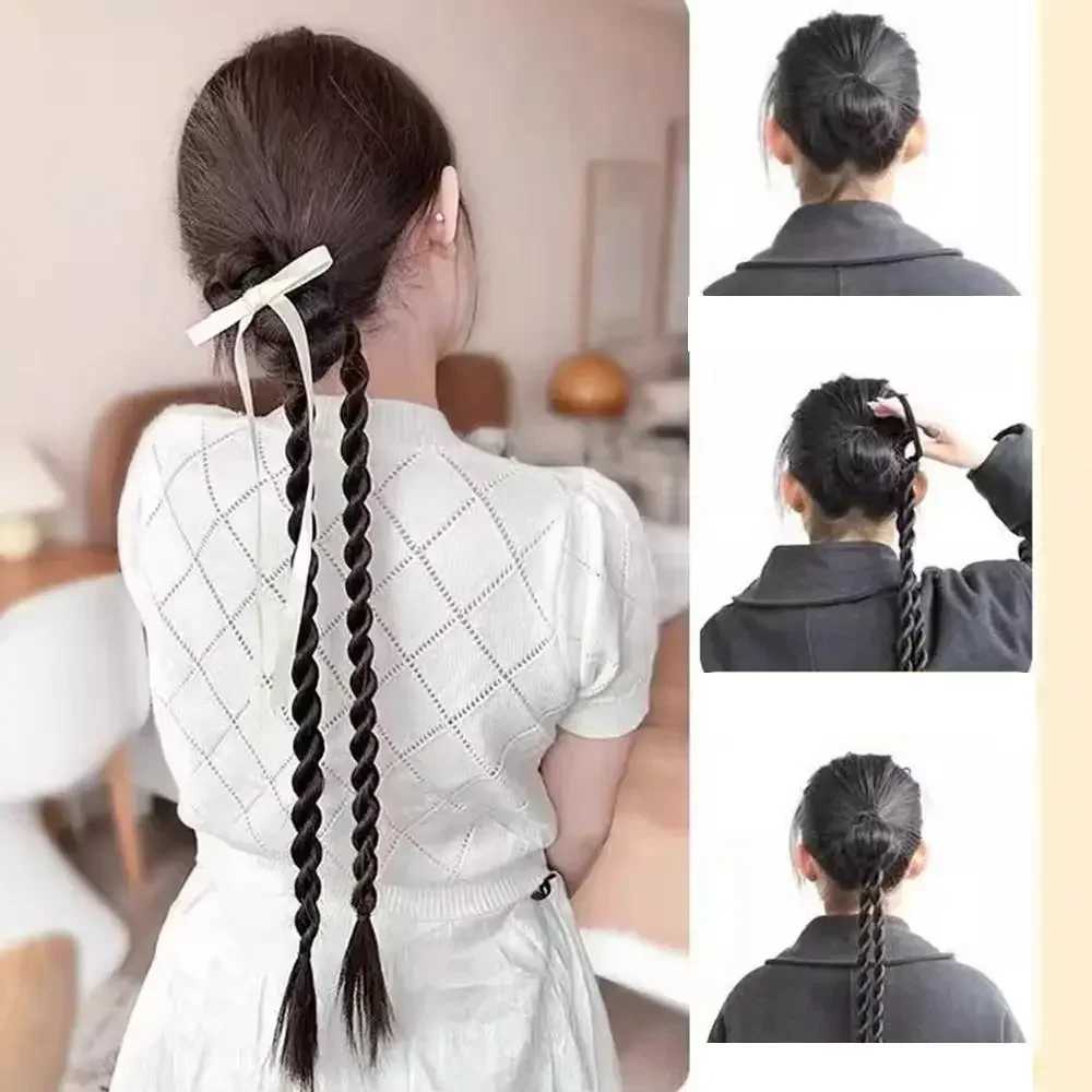 Y2K twisted braid long hair synthetic wig sweet girl simulation boxing ponytail hair extension 50cm W240817