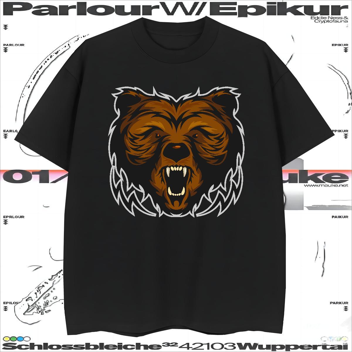 T-Shirts for Men 100% Cotton 230g bear Sport Crew Neck Cartoon Print Men Tees New Free Shipping Tee Shirt