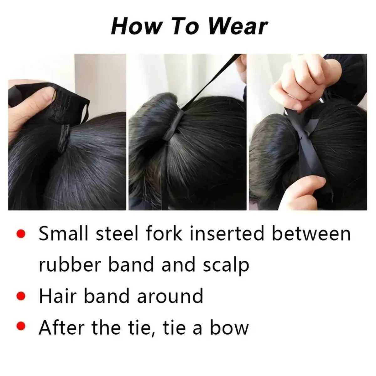 Ponytail hair extension accessory black 20 inch long natural wave heat-resistant fiber synthetic ponytail wig W240817