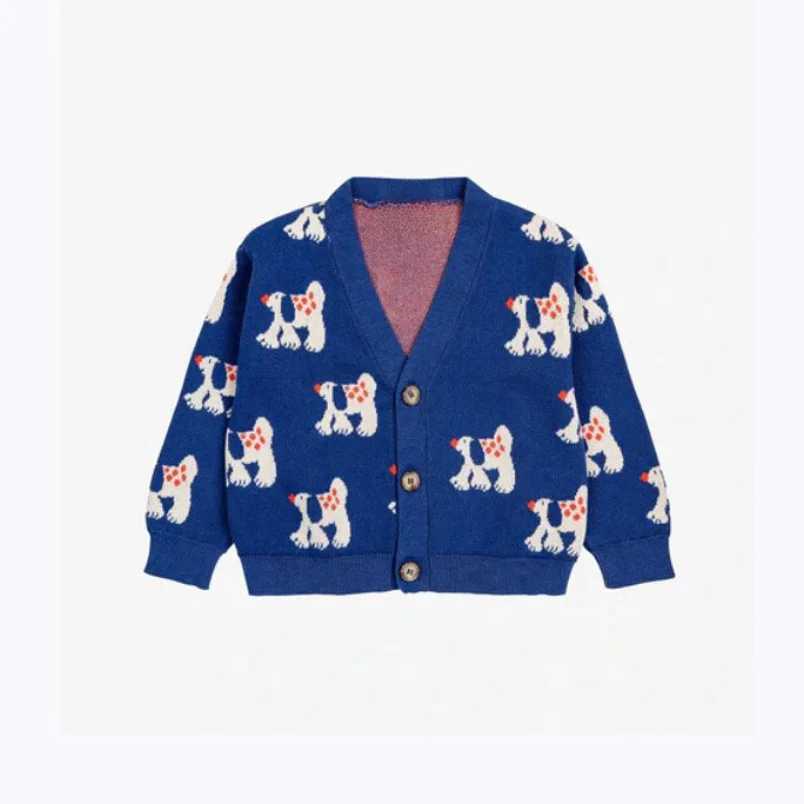 Childrens Sweater 2024 Fall And Winter New Cartoon Printing Girls Cardigan Jacket Cotton Loose Boys Sweater Childrens ClothingXJ240819