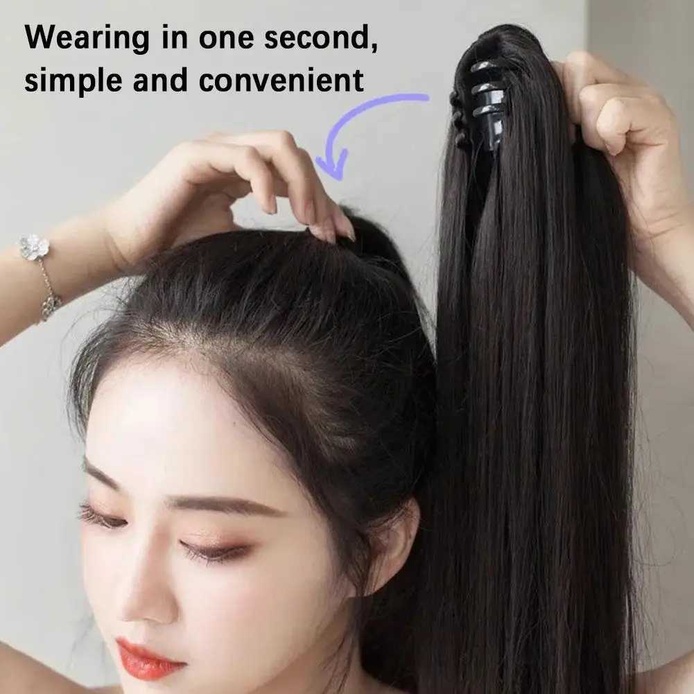 Long straight ponytail wig 45cm/55cm straight high ponytail long straight black brown long hair ponytail W240817