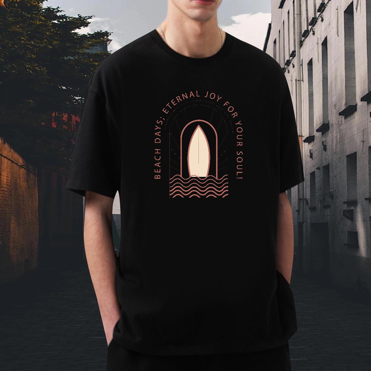 Classic Men Tees Hip Hop Street 230g 100% Cotton Black Oversized Short Sleeve O-Neck wave T Shirts Men 2024 DIY Polos