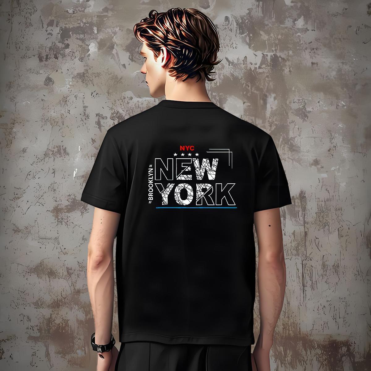 Loose New York T-Shirts for Men Home Outdoor Couples T Shirts 230g Pure Cotton Classic Casual O-Neck Short Sleeve Cartoon Printing L-4XL Tshirts