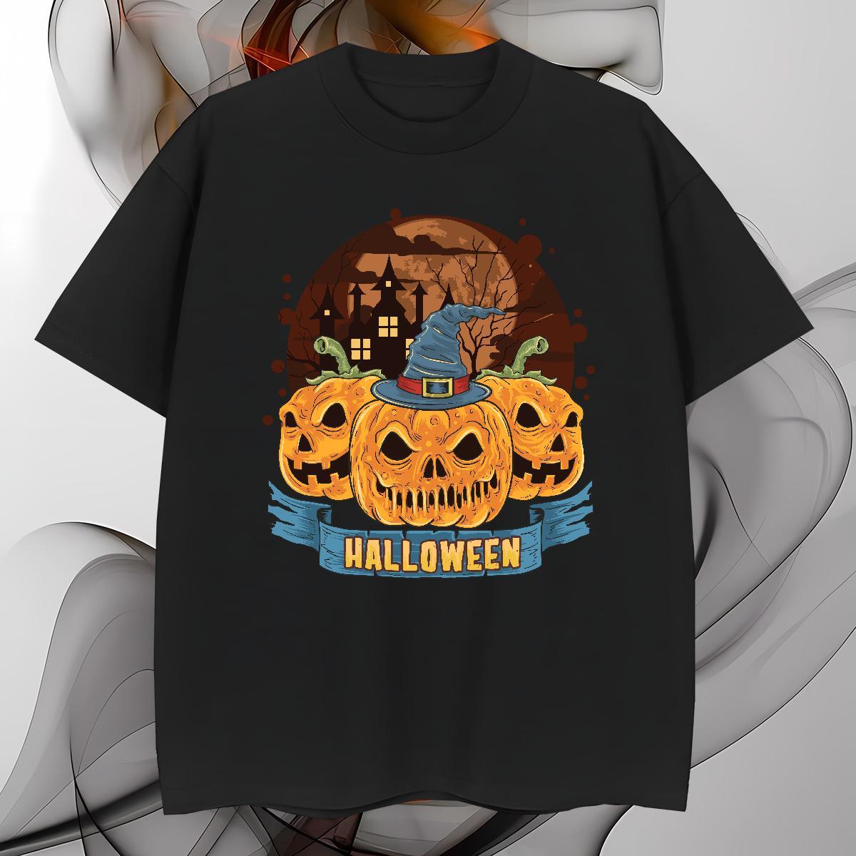 Loose T Shirt For Man halloween O Neck Short Sleeves Hip Hop Oversized 230g Pure Cotton Tshirt for Man Woman Factory Direct Tee Shirt