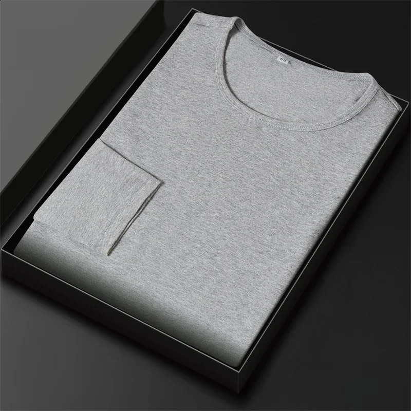 Mens Cotton Round Neck Long Sleeved T-shirt Summer Comfortable Top 240820