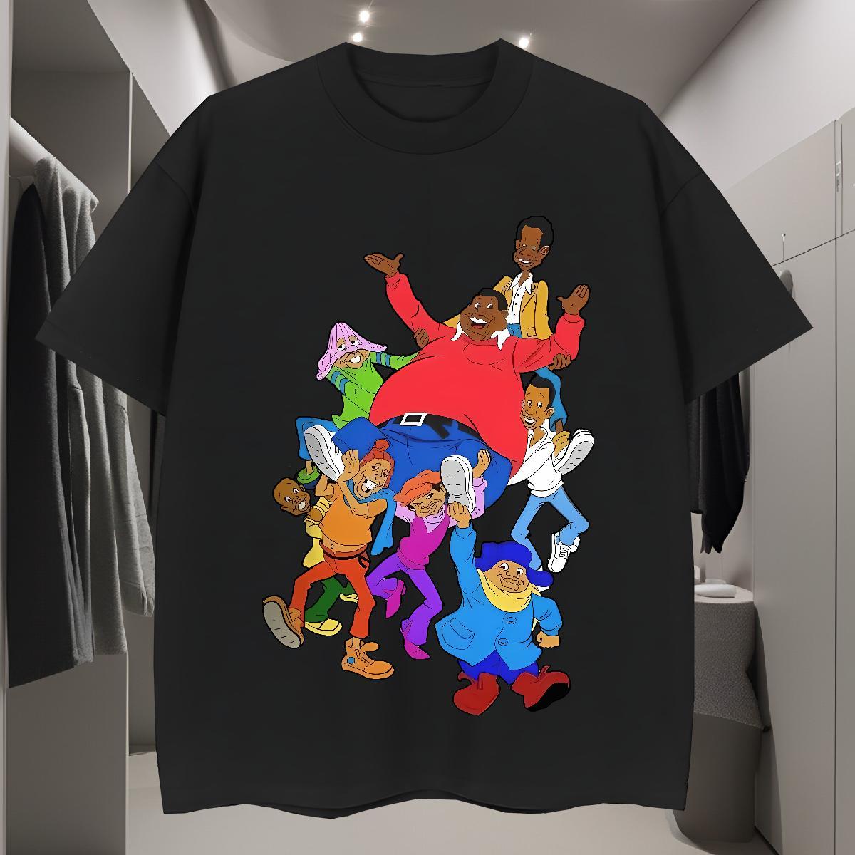 T Shirt For Man 230g Pure Cotton cartoon Hip Hop Street Crew Neck Breathable Custom Printing Tshirts 2024 Summer Unisex Tees Shirts