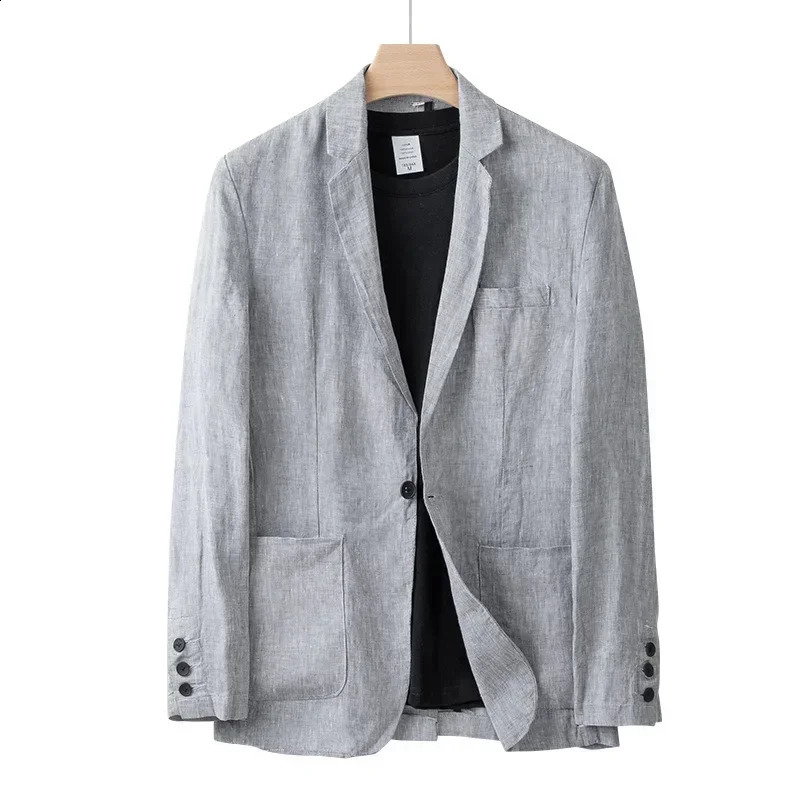 British Style Linen Jacket Set Casual Loose Fit Natural with 4 Color Options 240819