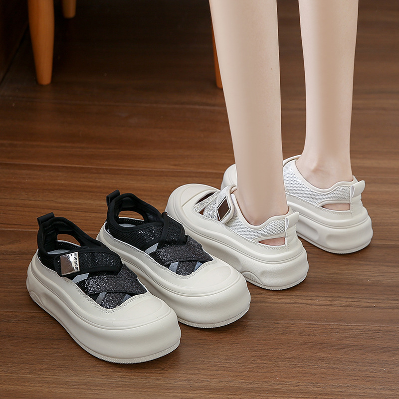 Ddmysports Summer New Ins Korean Edition Ollow White Shoes For Female Students Thick Bottom Versatile Casual Breathable Sandals MXD OUTDOOR