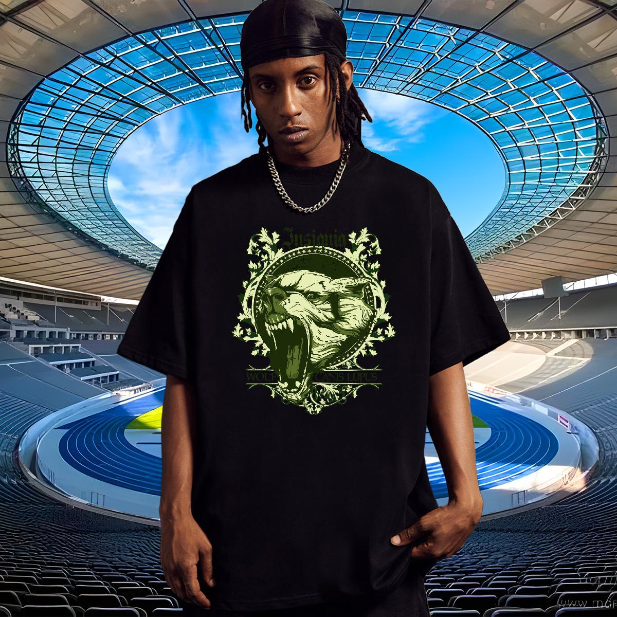 Soft Men T Shirts lion Breathable Street Casual Anime 230g Cotton Mens Tshirts Brand Tees